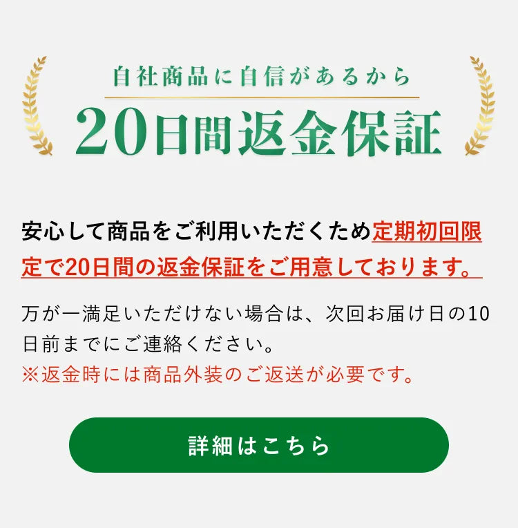 20日間返金保証